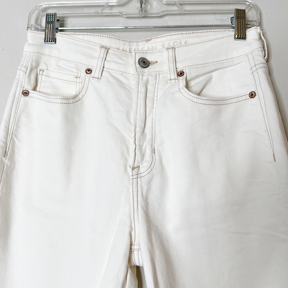 American Eagle White Ripped Straight Leg Mom Denim Jeans women size 4 - Picture 4 of 7